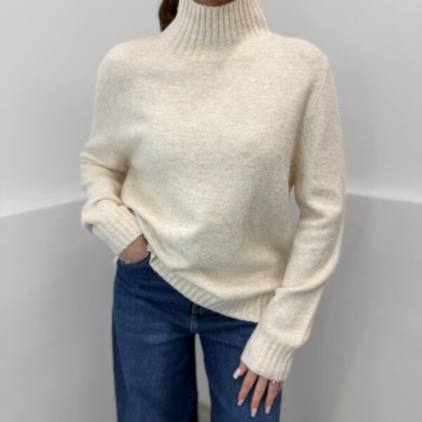 Megztinis su kaklu Uni Beige