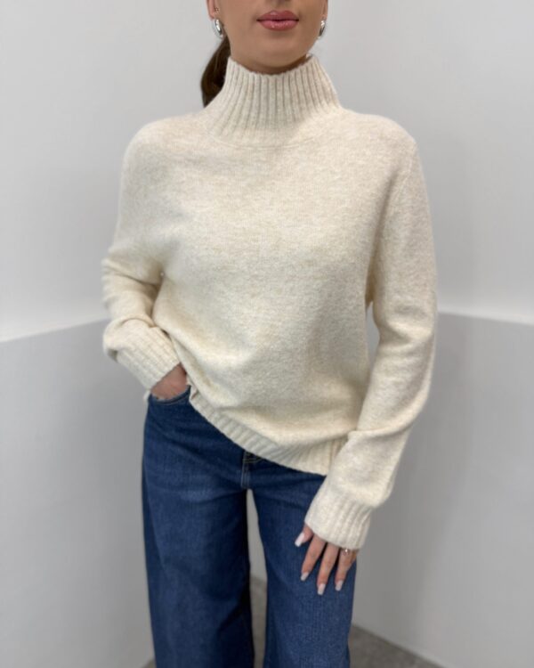 Megztinis su kaklu Uni Beige