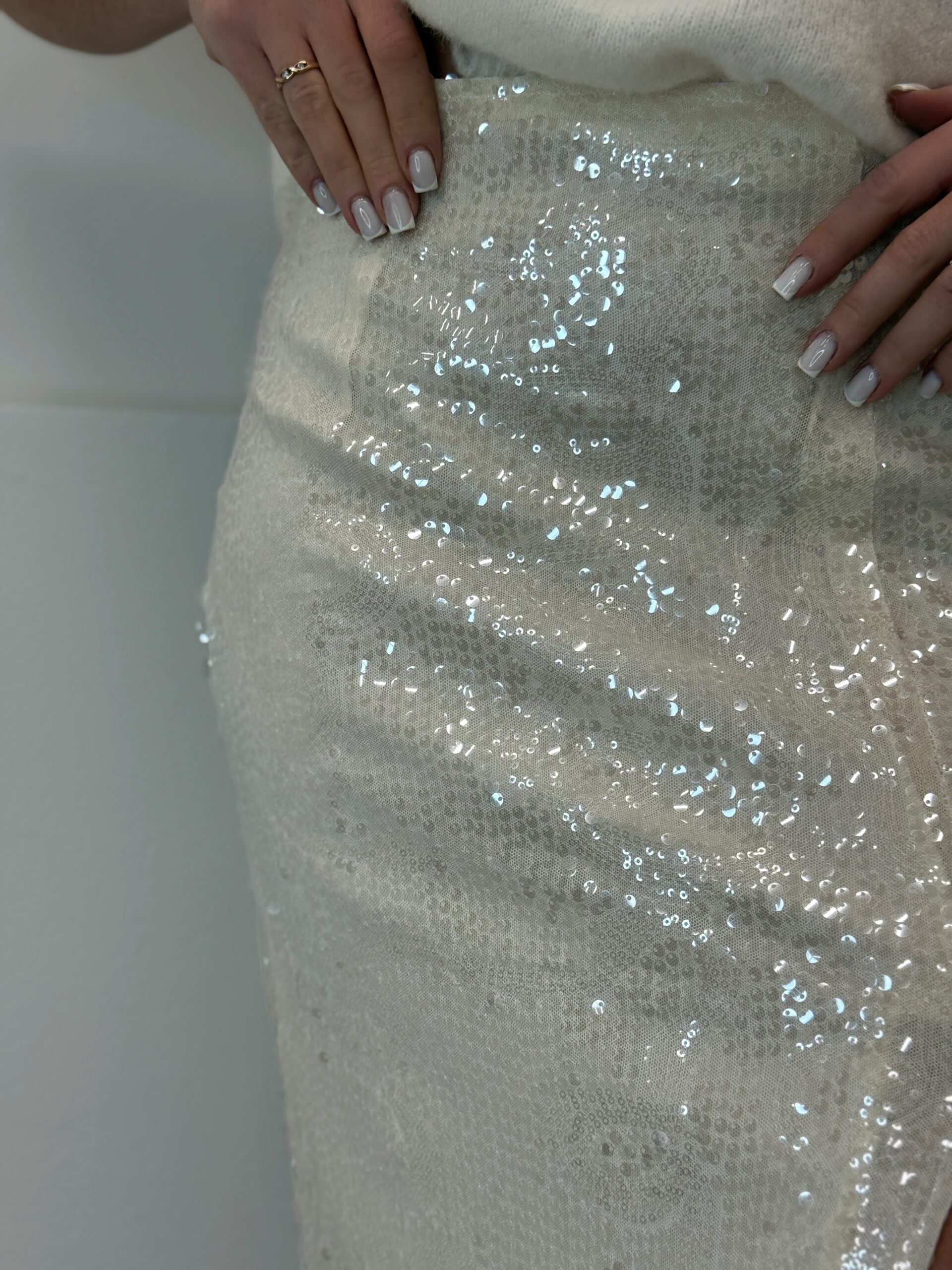 Midi Beige žėrintis sijonas - Image 3