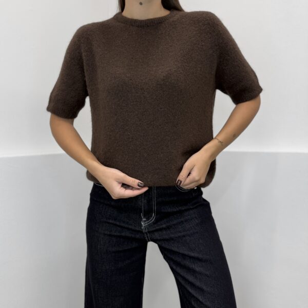 Rudas megztinis trumpomis rankovėmis su baby alpaca