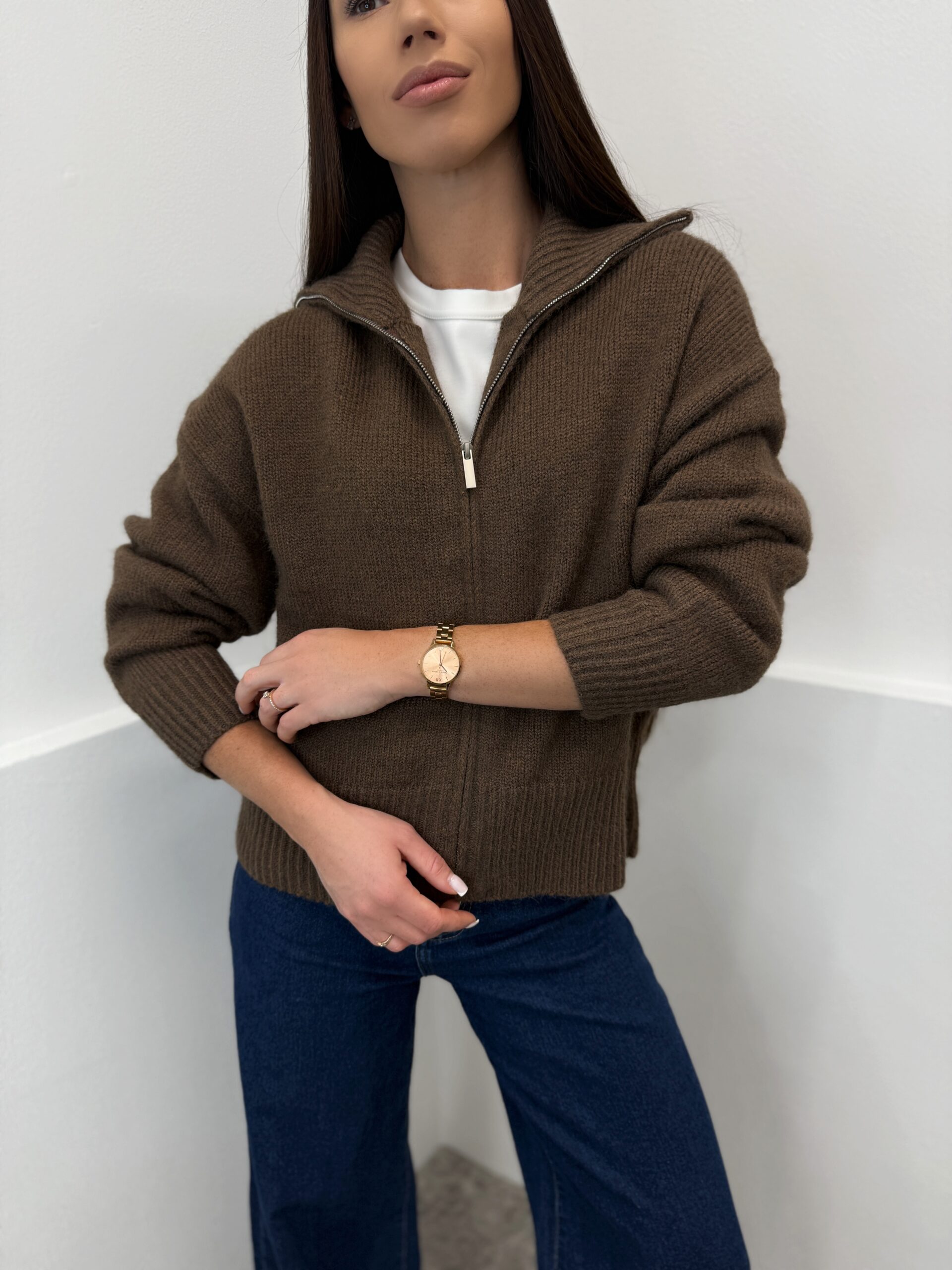 Rudas megztinis su užtrauktuku - Image 2