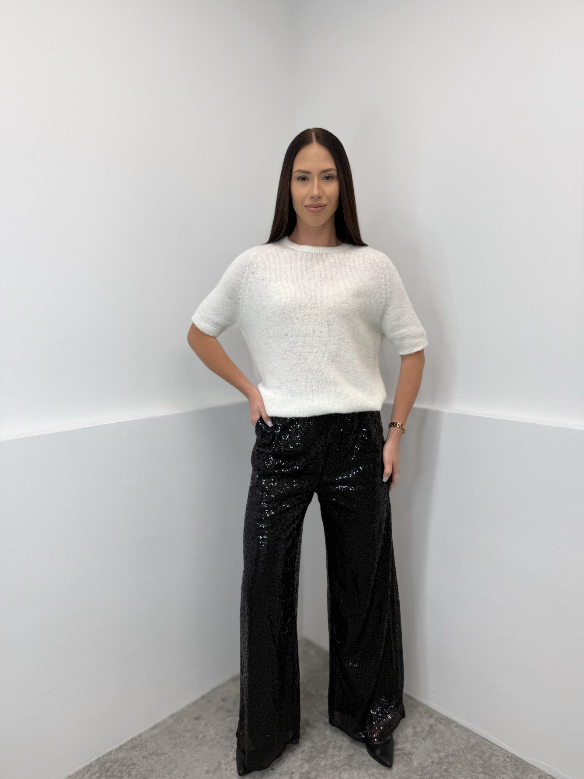 Žerinčios juodos plačios kelnės - Image 3