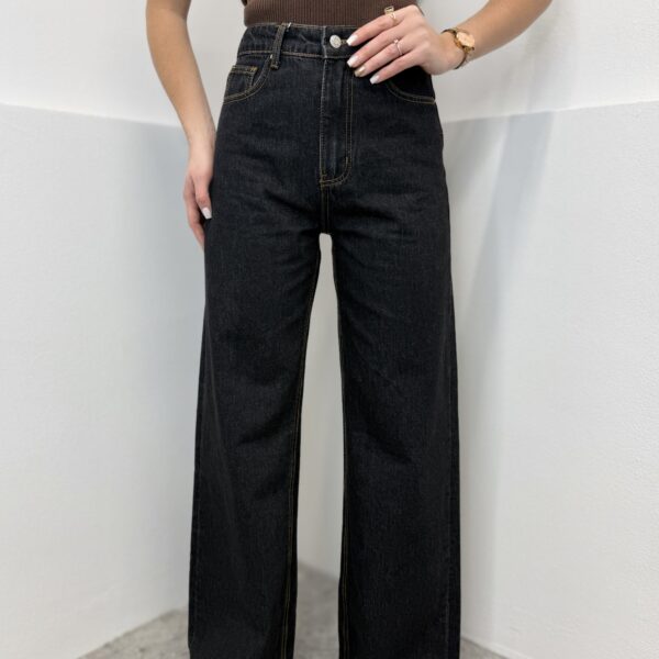 Wide leg juodi džinsai aukštas liemuo