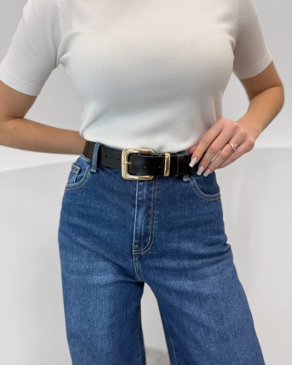 Natūralios odos juodas diržas aukso spalvos sagtis LOIA