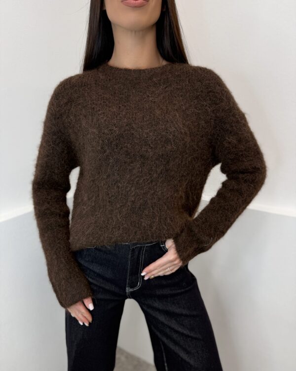 Rudas megztinis su alpaka ir vilna