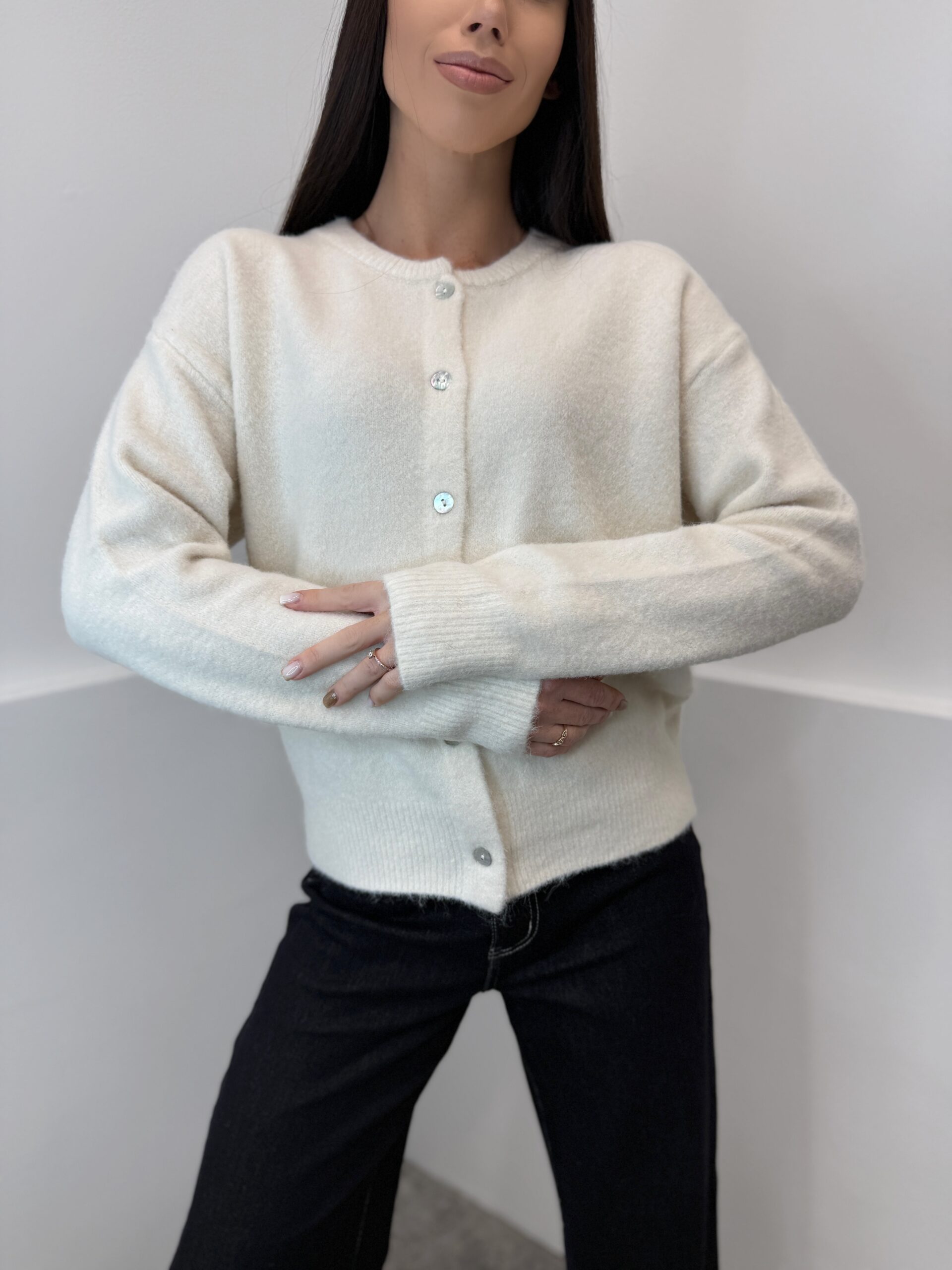 Beige susagstomas megztinis - Image 2