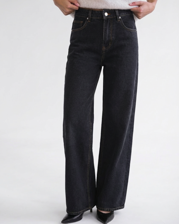 Wide leg juodi džinsai aukštas liemuo