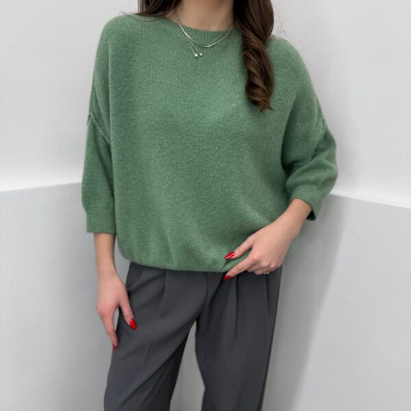 Žalias megztinis su alpaka ir vilna Sofia