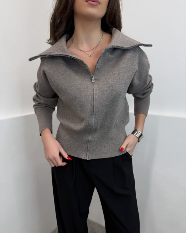 Megztinis su užtrauktuku Taupe Ikona