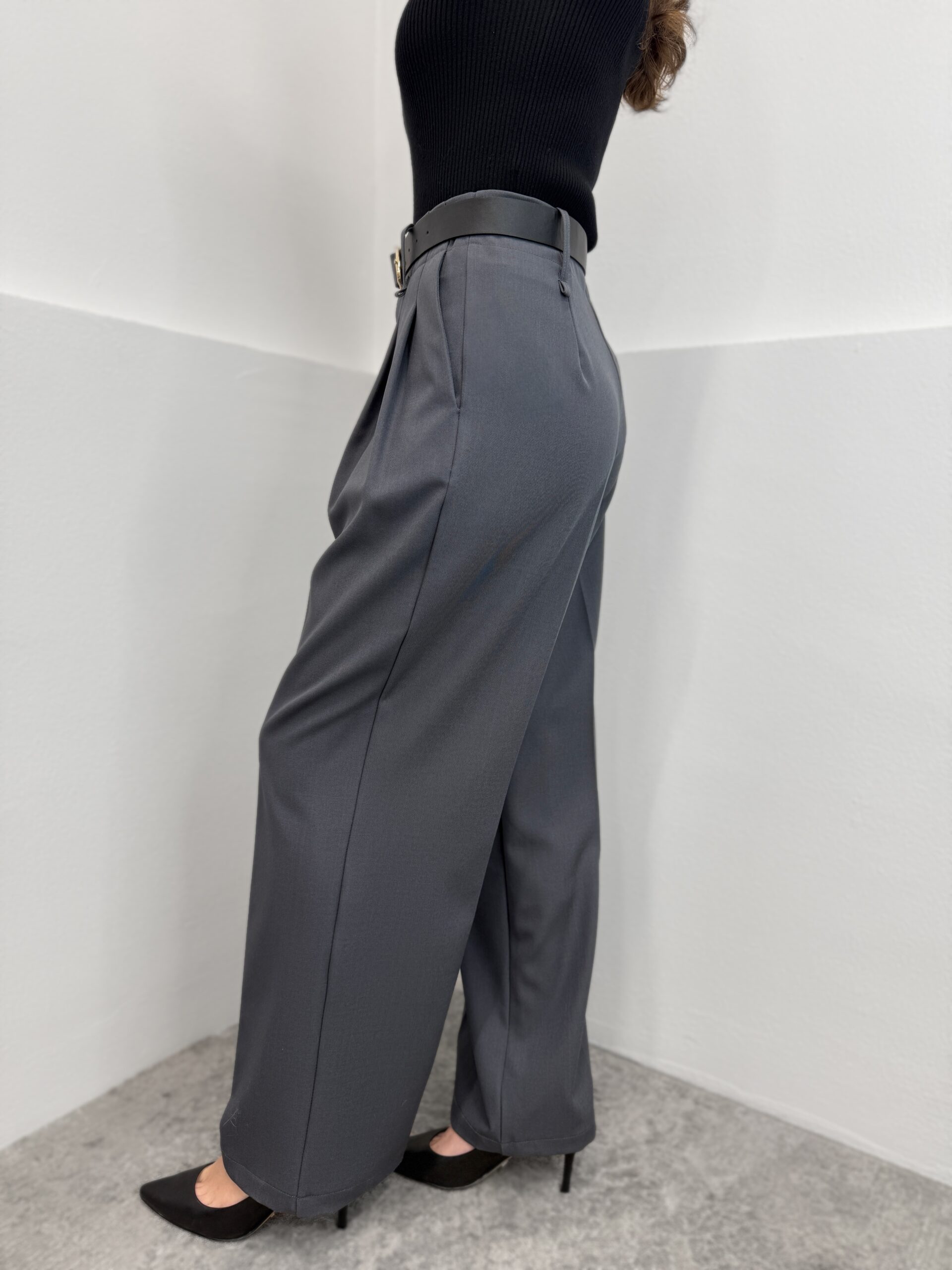 Klasikinės kelnės su diržu Grey - Image 4