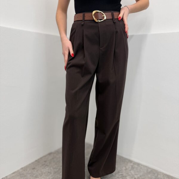 Klasikinės kelnės su diržu Brown