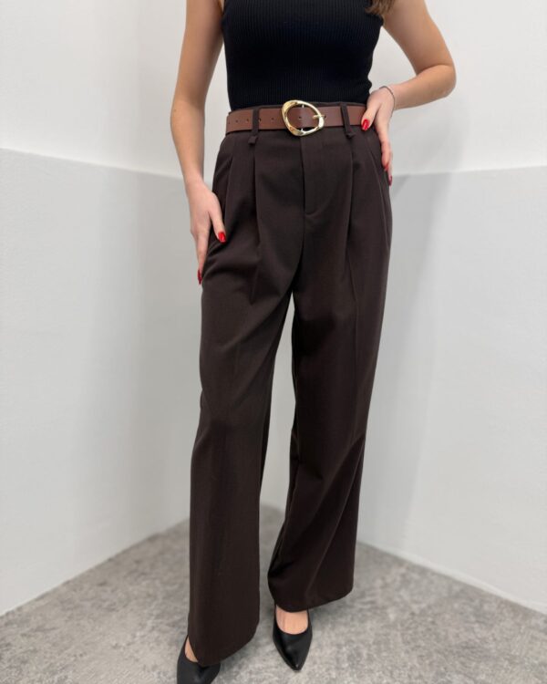 Klasikinės kelnės su diržu Brown