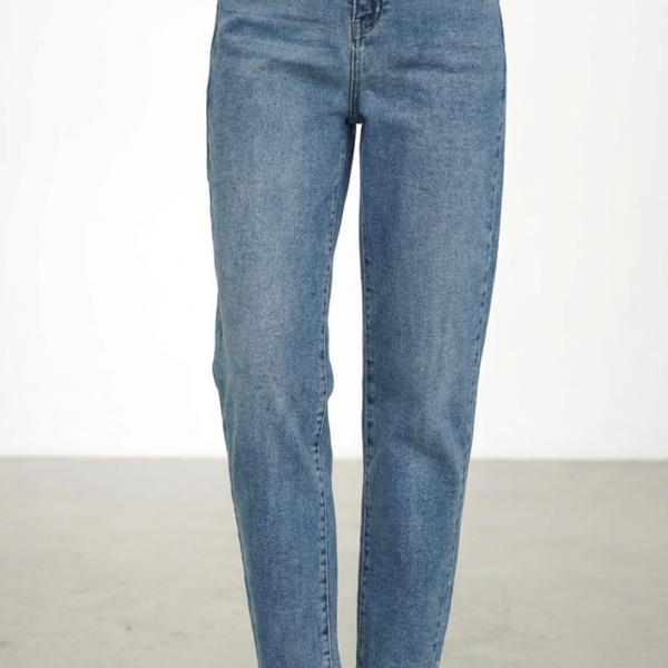 Mom Fit tamprūs mėlyni džinsai aukštas liemuo