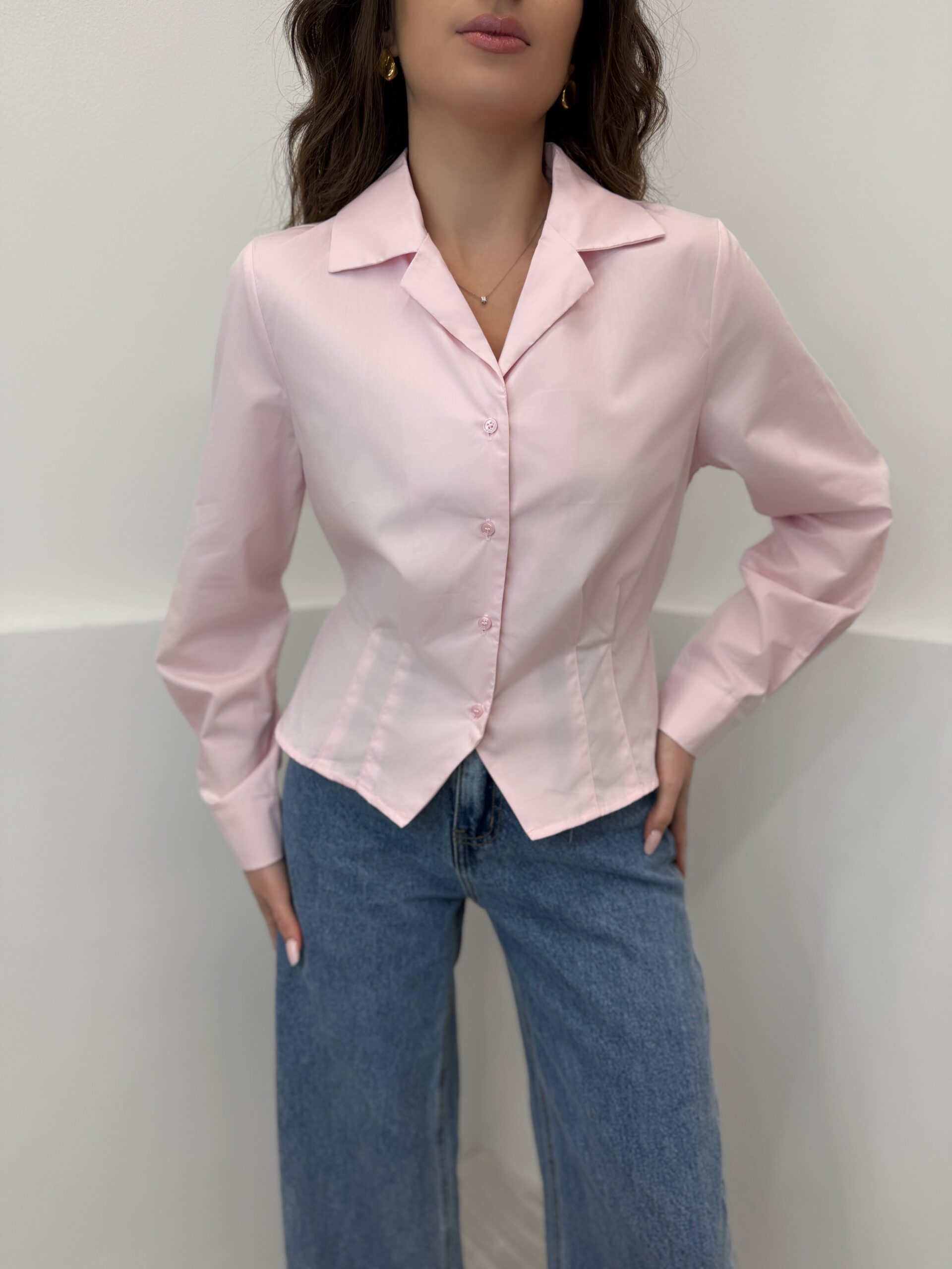 Rožiniai įliemenuoti marškiniai