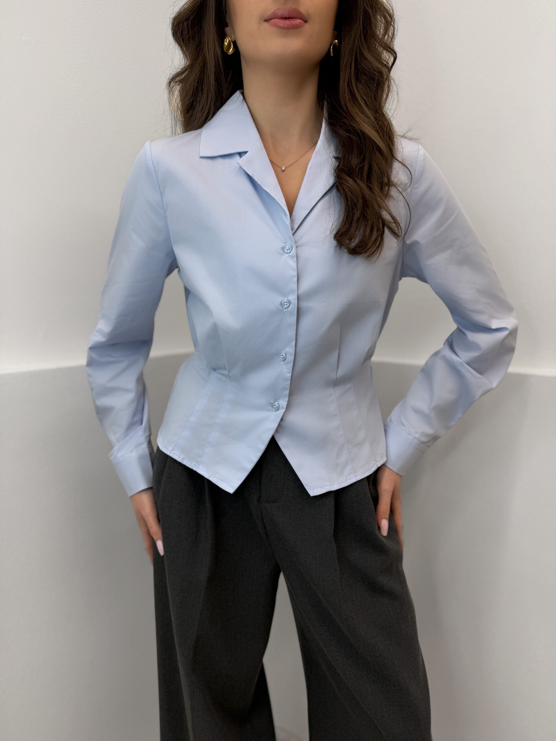 Mėlyni įliemenuoti marškiniai