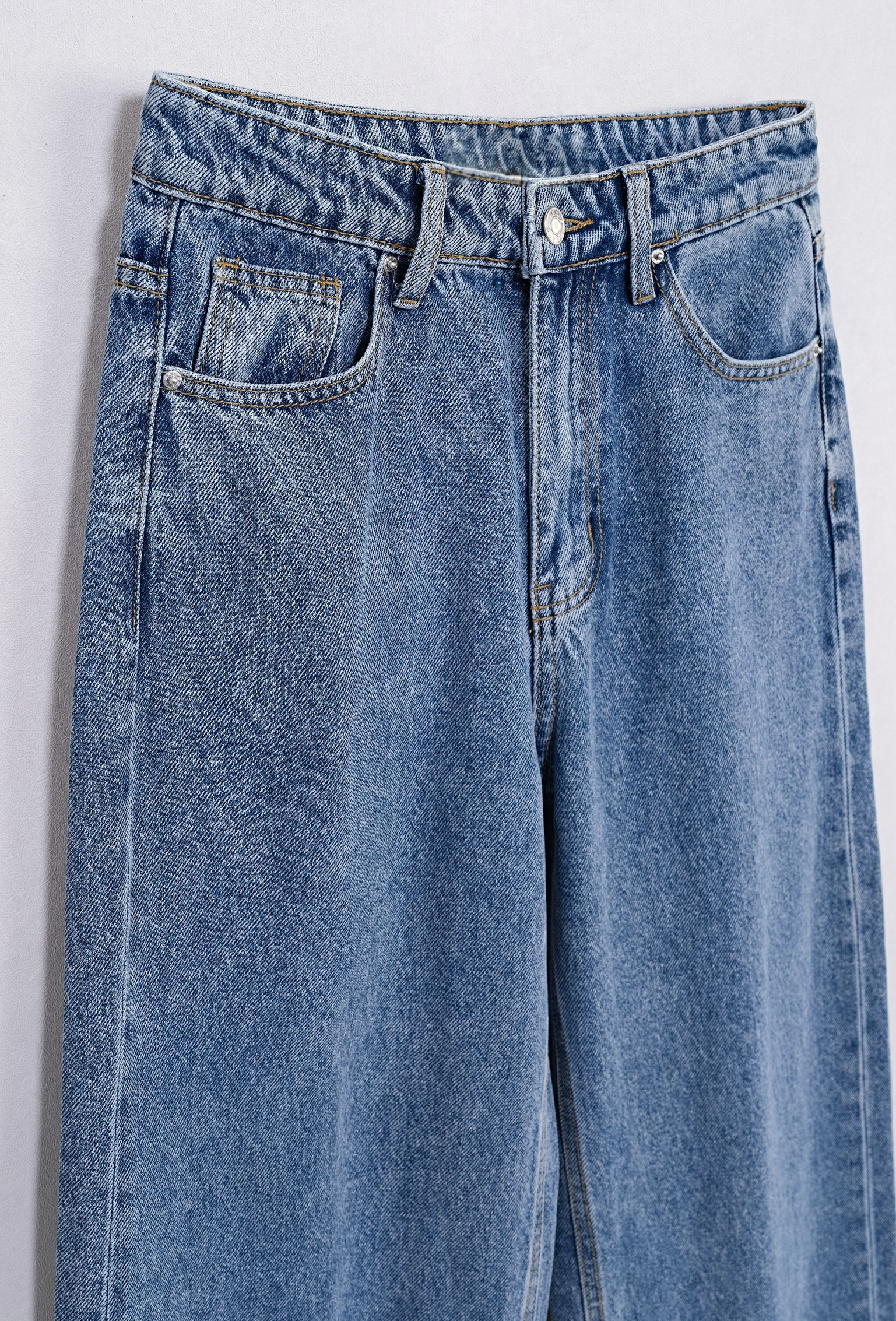 Wide leg mėlyni džinsai aukštas liemuo - Image 2