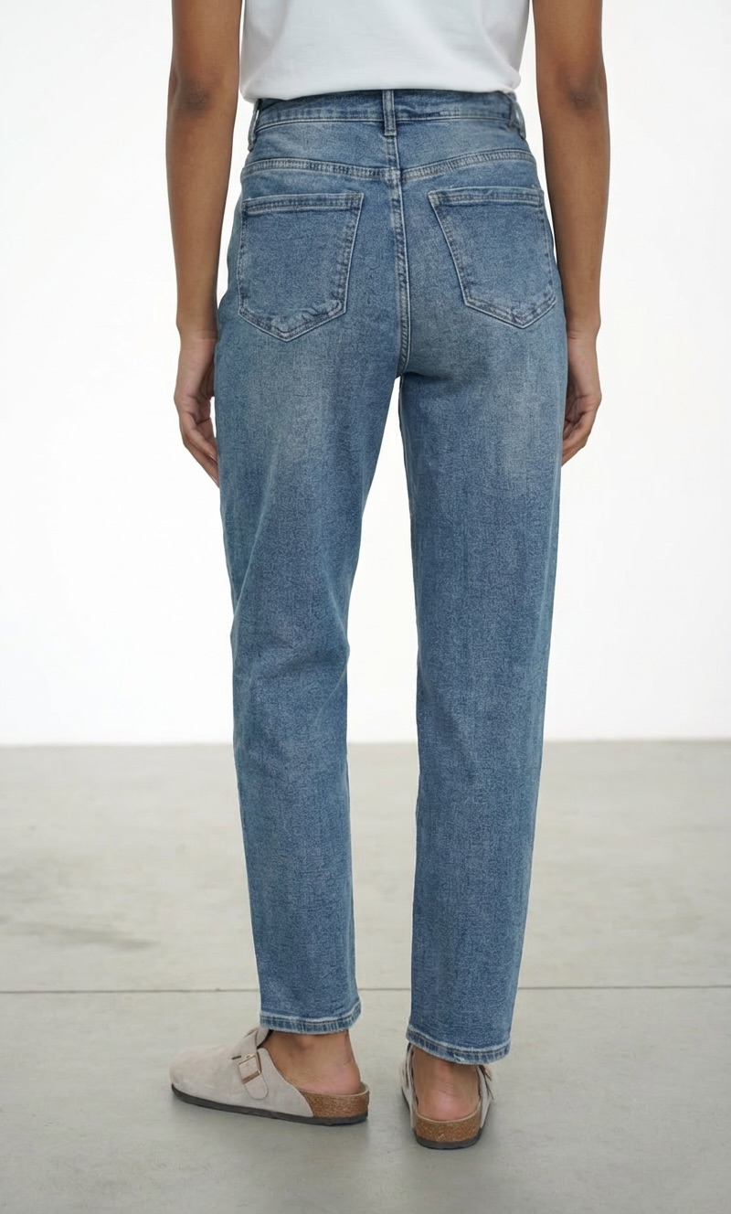 Mom Fit tamprūs mėlyni džinsai aukštas liemuo - Image 2