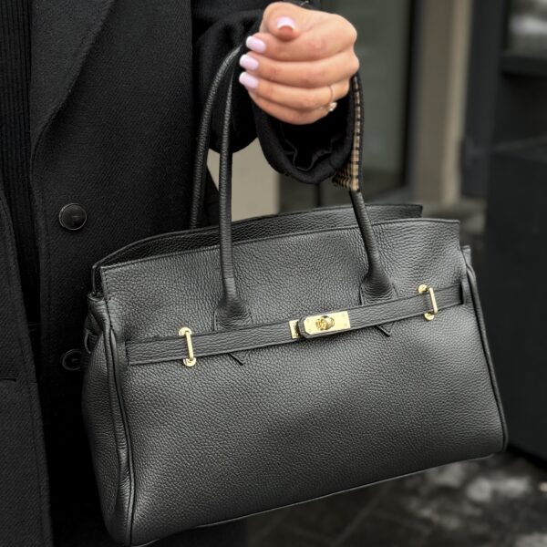 Natūralios odos talpi rankine Juoda