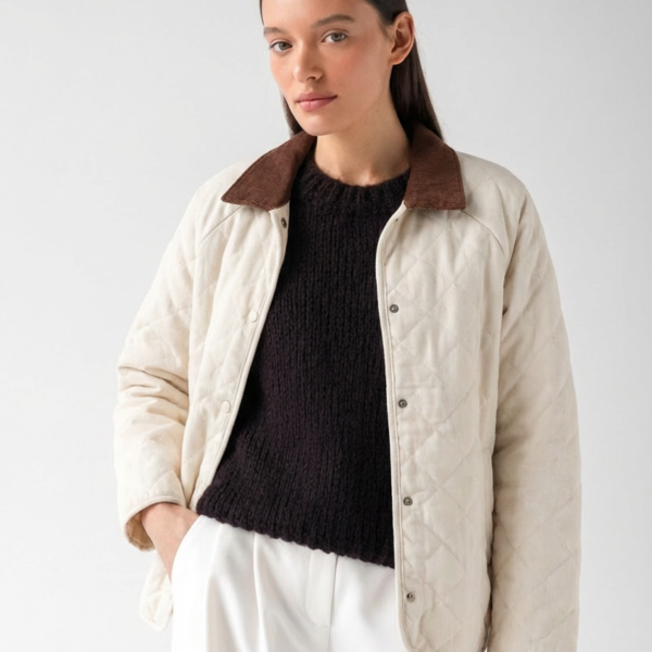 Dygsniuota striukė Beige