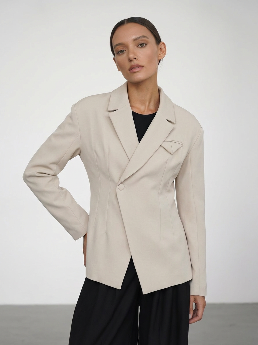 Įliemenuotas Beige švarkas