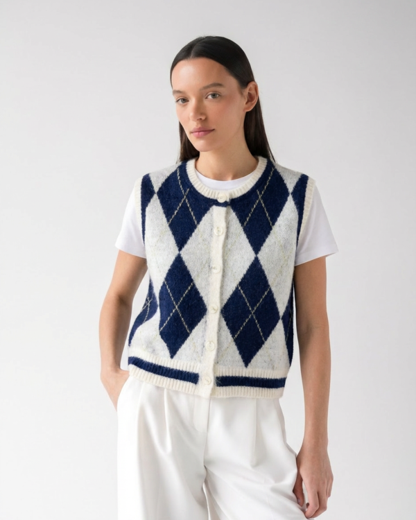 Rombais dekoruota UNI liemenė tamsiai Mėlyna