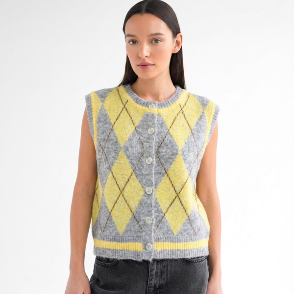 Rombais dekoruota UNI liemenė Geltona