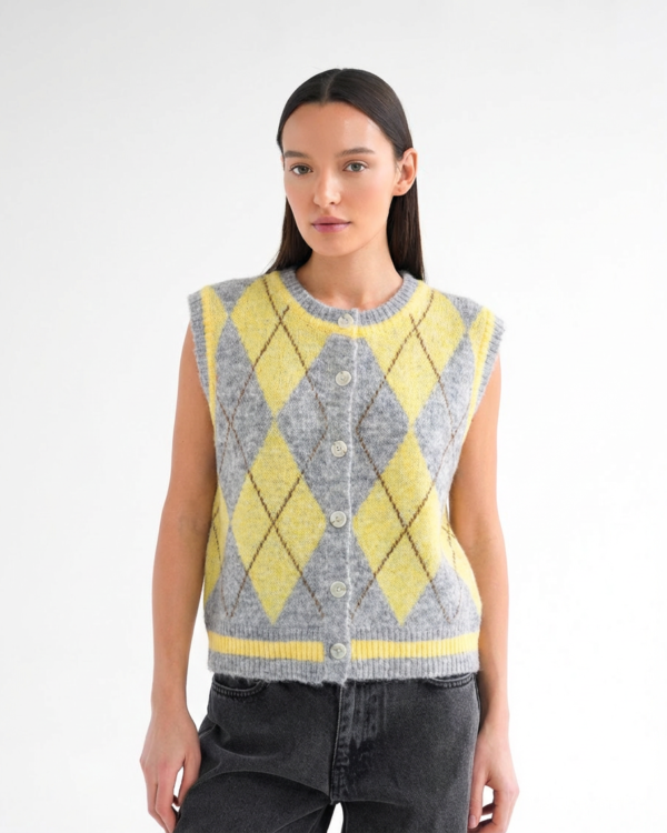 Rombais dekoruota UNI liemenė Geltona