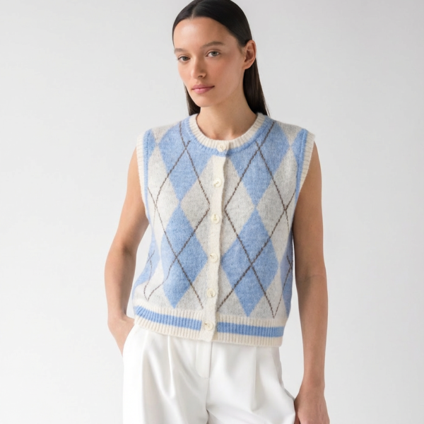 Rombais dekoruota UNI liemenė šviesiai Mėlyna