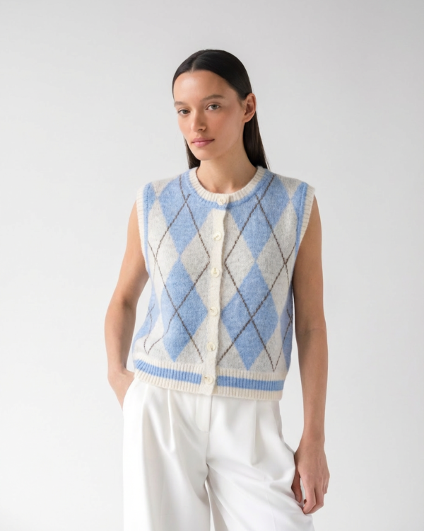 Rombais dekoruota UNI liemenė šviesiai Mėlyna