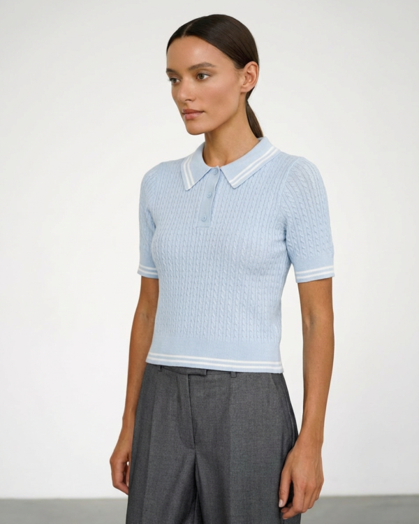 Polo stiliaus megztinis Sky Blue