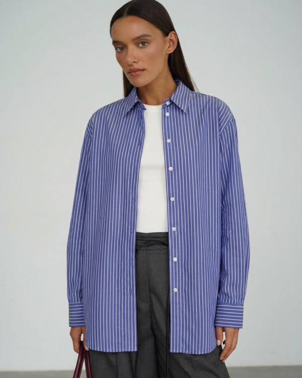 Klasikiniai mėlyni dryžuoti marškiniai