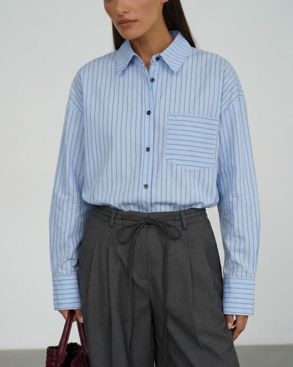 Medvilniniai marškiniai dryžuoti Blue