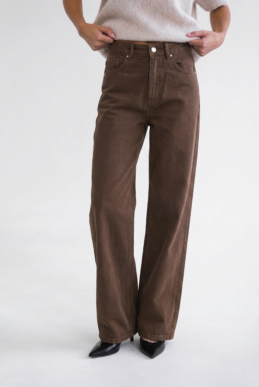 Rudos spalvos džinsai Wide leg
