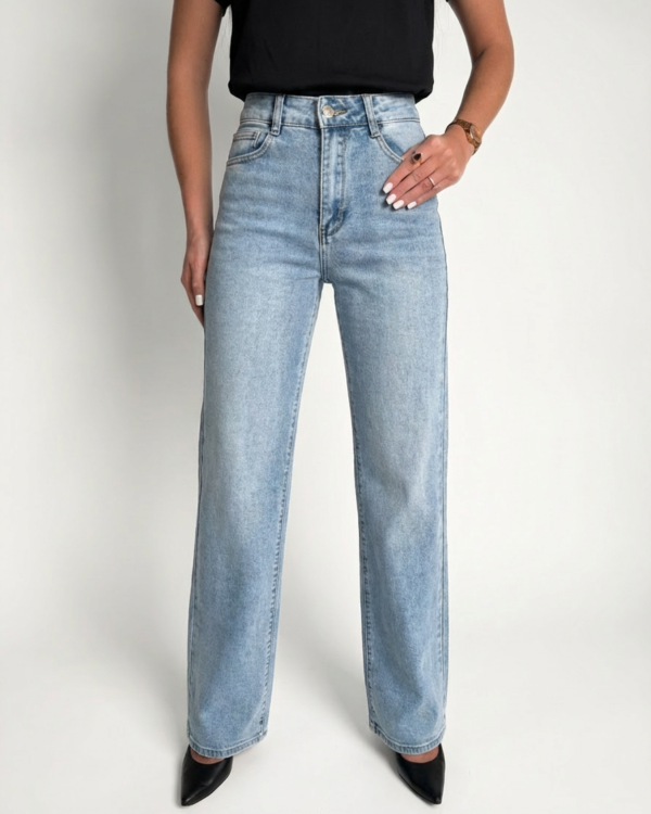 Šviesiai mėlyni džinsai aukštas liemuo EXTRA LONG