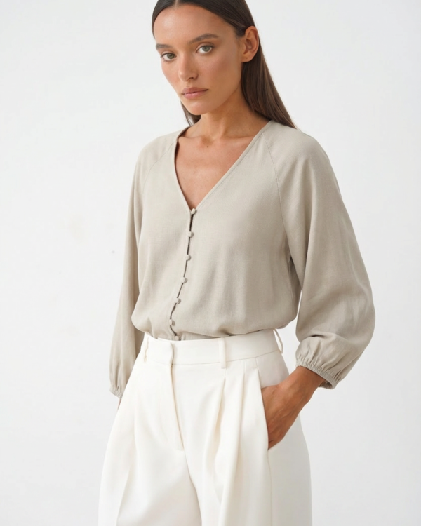 Palaidinė su linu beige spalvos