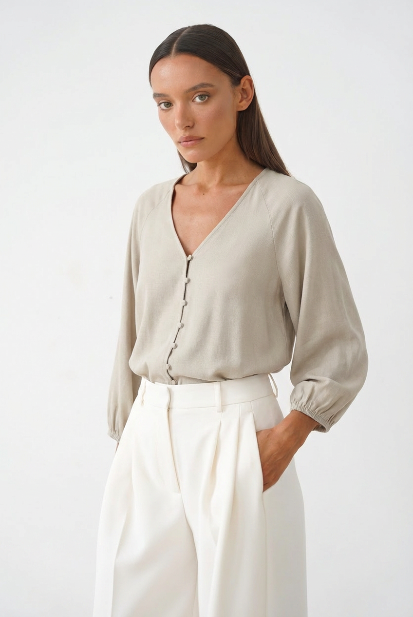 Palaidinė su linu beige spalvos