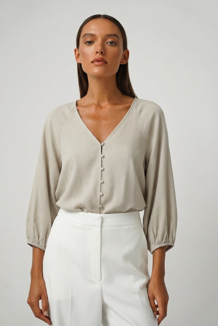 Palaidinė su linu beige spalvos - Image 2