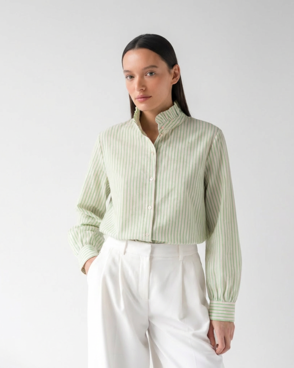 Marškiniai dryžuoti aukšta apykakle