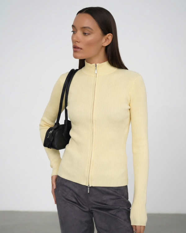 Geltonas užtraukiamas megztinis