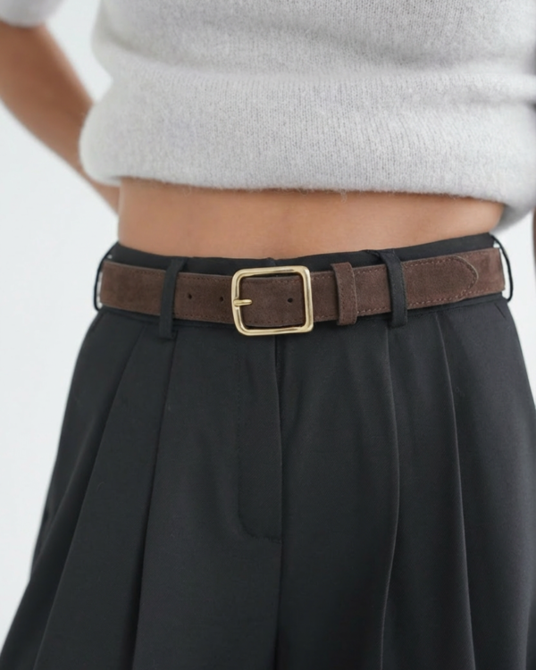 Moteriškas zomšos odos diržas 3 cm pločio