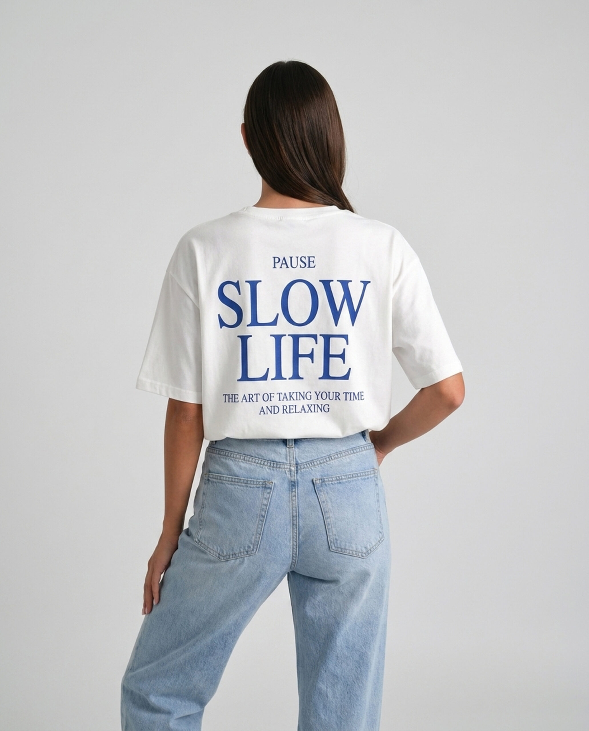 Balti marškinėliai Slow Life - Image 2