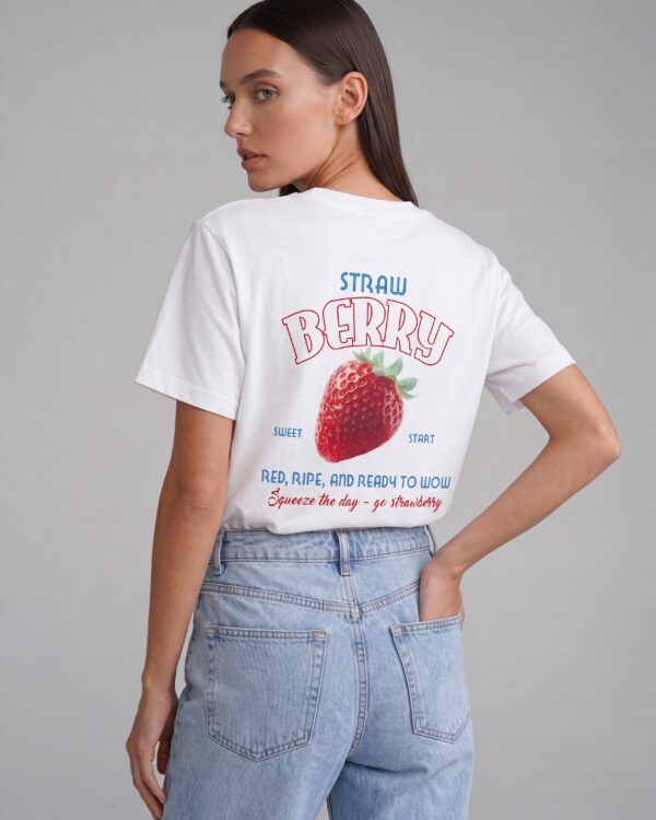 Balti marškinėliai Strawberry