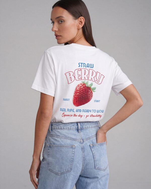 Balti marškinėliai Strawberry