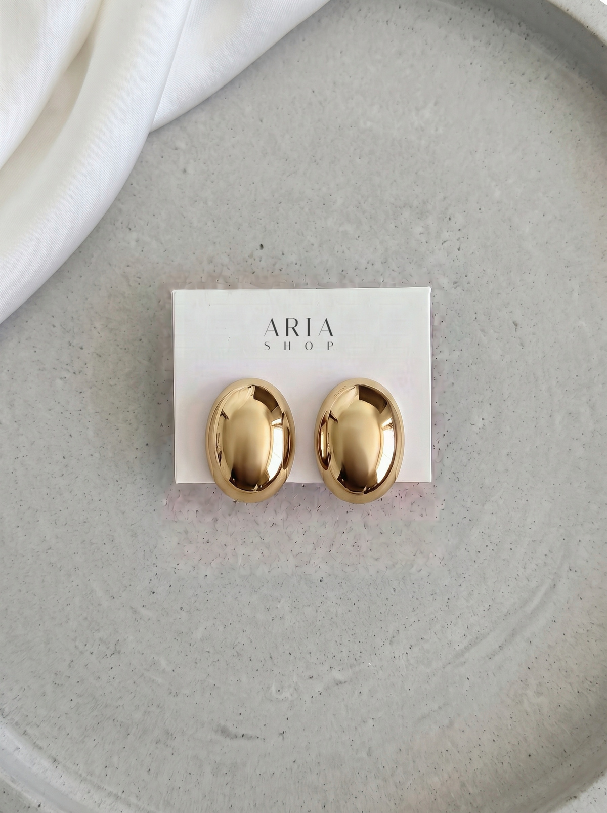 Ovalūs burbulo auskarai Gold - Image 2